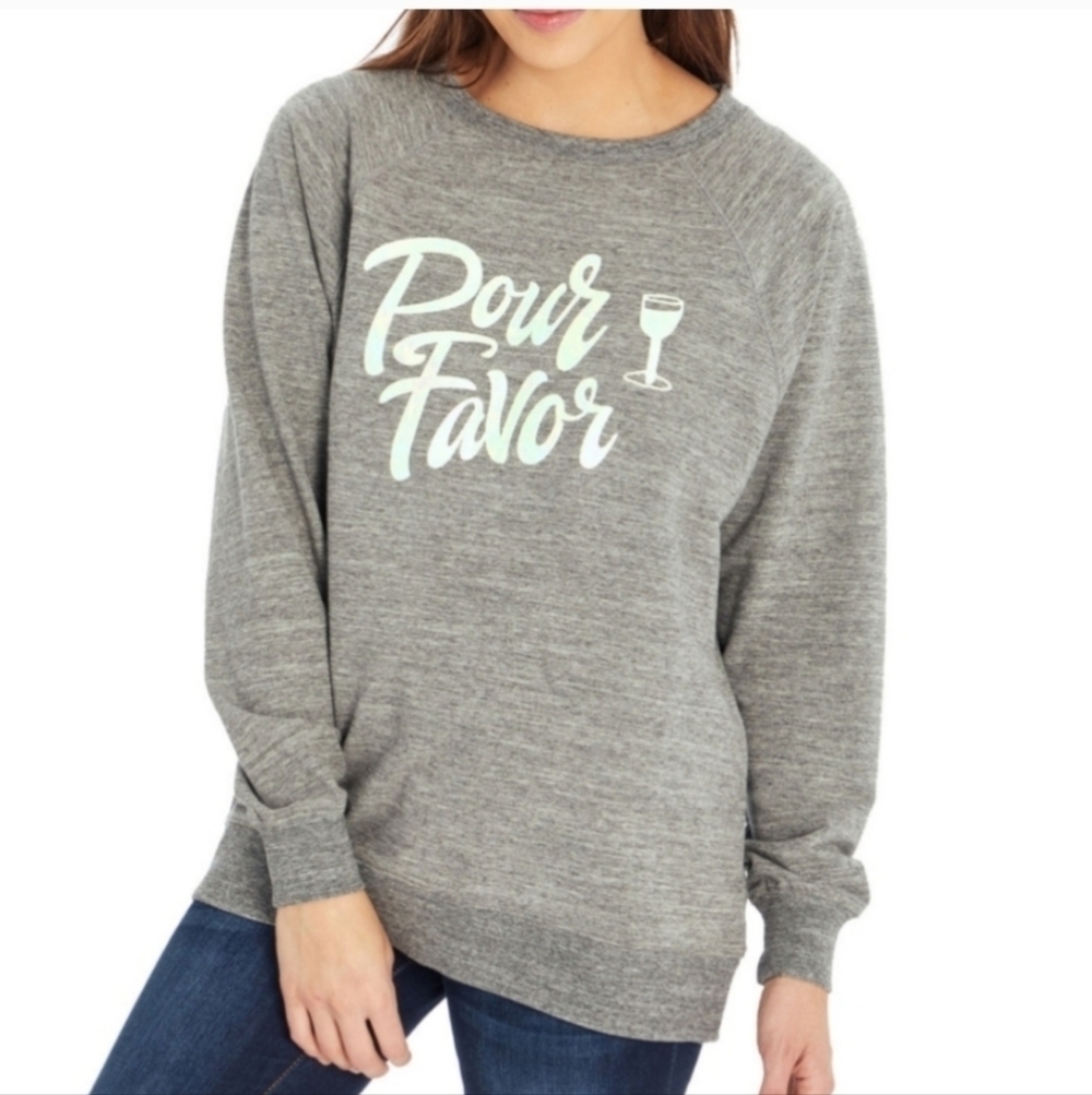 Wildfox Gray Pour Favor Oversized Sweatshirt Size L